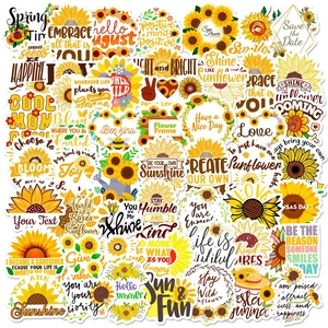 Sunflower Stickers Waterproof PVC Motivational Quotes Decorative Decals For Laptop Phone Bottle Guitar Scrapbooking