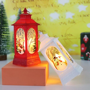 Festive Christmas lanterns with Santa and snowman patterns and warm LED lights