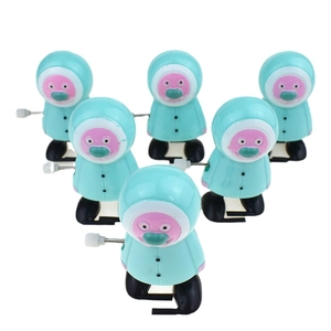 Lot de 6 jouets Père Noël bleus à remonter avec mécanisme d'horlogerie et pieds mobiles