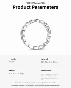 Detailed specifications for S925 sterling silver ring with 5A grade zircon stones
