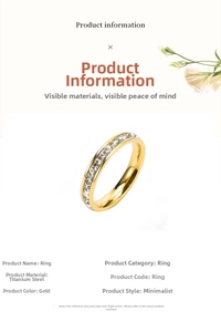 Detail view of gold titanium steel ring with sparkling pavé set cubic zirconia stones