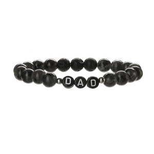 8mm Tigerauge Steinarmband für Herren mit DAD Buchstabenperlen als Vatertagsgeschenk