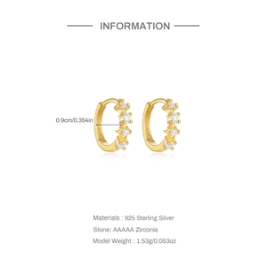 Detailed view of gold S925 sterling silver hoop earrings with AAAAA zircon stones