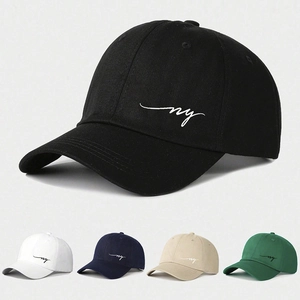 Casquette De Baseball En Sergé De Coton Visière Courbée Sangle Réglable Broderie De Lettres Protection Solaire Chapeau