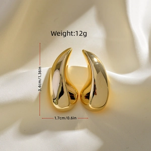 Minimalist 18K gold-plated waterdrop earrings featuring irregular design and smooth finish
