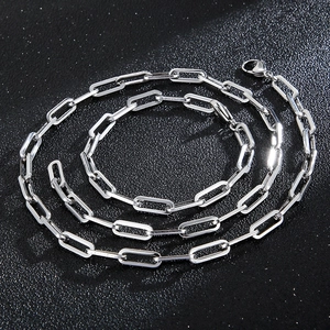 Paperclip Chain Necklace And Bracelet Jewelry For Men 316L Stainless Steel Simple Trendy Square Link Unisex Accessory