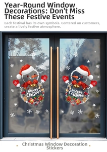 Détails d'autocollants statiques de Noël avec bonhomme de neige et texte Merry Christmas