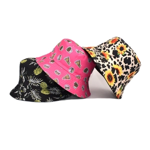 Bucket Hat Baumwolle Bedruckt Doppelseitig Sonnenschutz Outdoor Streetwear Casual Für Männer Frauen