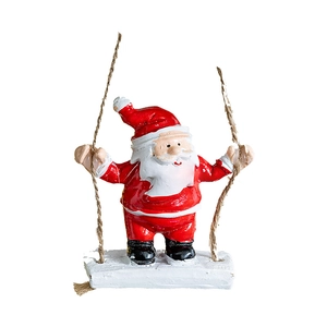 Hanging resin Santa Claus on a rope swing figurine for Christmas tree decoration