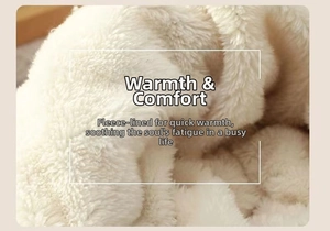 Detailed macro view of the soft fleece lining in beige for thermal warmth and heat retention