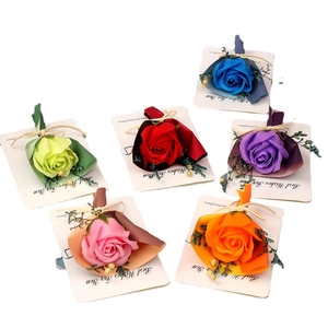 Set of six assorted handmade soap rose flower greeting cards for Valentine's Day gifts