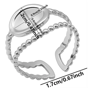 Detailed dimensions of adjustable stainless steel oval ring base with 1.2x0.9cm tray