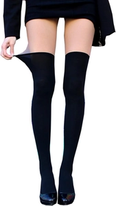 Dettaglio del polsino elastico dei collant neri con effetto parigina patchwork donna