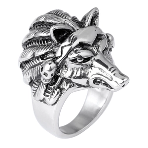 Bague Tête De Loup Lion Anubis Acier Inoxydable Vintage Hip Hop Punk Rock Gothique Bijou Pour Homme Accessoire Audacieux