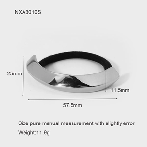 Silver bow metal hair tie specifications with 11.9g weight and 57.5mm size details
