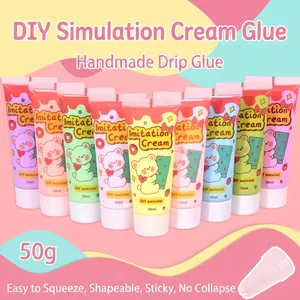 50g DIY simulation cream glue kit with piping tip in various macaron colors