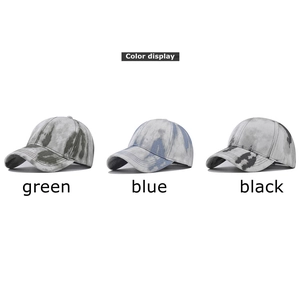 Casquettes de baseball classiques en coton tie-dye en vert, bleu et noir motif marbre