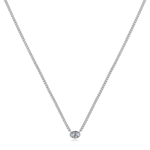 S925 sterling silver necklace for women with oval-cut simulated diamond solitaire pendant