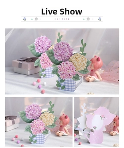 Detail of 3D hydrangea pop-up card featuring multi-layer paper craft and floral design