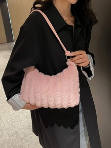 Borsa A Mano In Peluche Da Donna Borsa A Tracolla In Pelliccia Sintetica Pieghe Autunno Inverno Casual Versatile