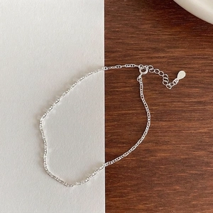 Minimalist S925 sterling silver anklet with delicate chain and water-drop tag detail