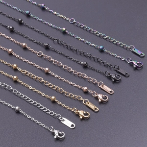 1.6mm stainless steel beaded O-chain necklaces in six colors including gold and rainbow