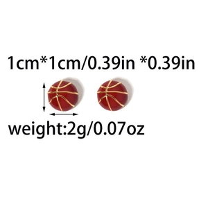 Orecchini a perno a forma di basket rosso e oro per donna con misure del prodotto