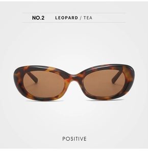 Front view of leopard print cat eye sunglasses with tea-colored lenses for women