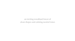 Minimalist woodland forest design concept with clean shapes and neutral tones for decor