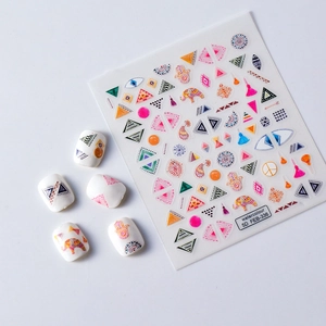 5D Bohemian watercolor nail stickers with elephant and geometric patterns on white background
