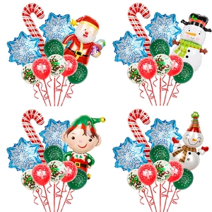 Christmas party decoration set with Santa Claus and snowflake foil balloons in four styles