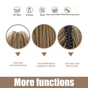 Brown and blonde synthetic hairpiece with claw clip for a natural fountain ponytail