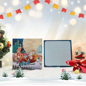 3D Pop Up Christmas Card Santa Claus Reindeer Paper Handmade Holiday Desktop Decoration Party Greeting Card