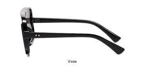 Side view detail of fashionable oversized aviator sunglasses with thick black frames