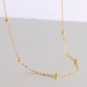 Minimalist Satellite Necklace Stainless Steel Bead Station O-Chain Adjustable Fashion Jewelry For Women Elegant Polished
