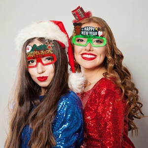 Merry Christmas and Happy New Year LED glowing party glasses for holiday celebration