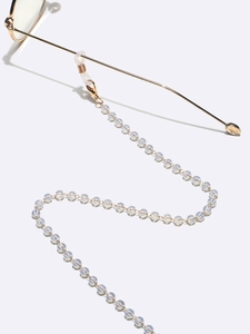 5mm opal bead eyewear chain with gold lobster clasps and silicone loops on glasses