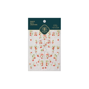 Self-adhesive strawberry and pink bow nail art stickers M-993 with a fresh aesthetic design