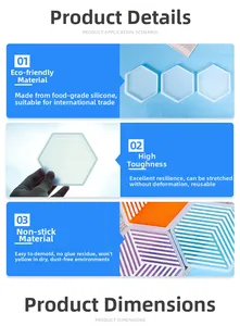Detailed view of hexagonal silicone molds featuring high elasticity and easy release for resin