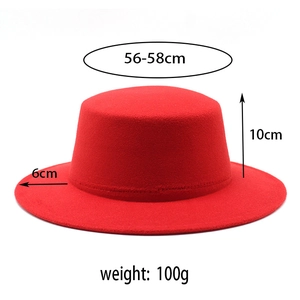 Classic British Style Flat Top Boater Hat Wide Brim Woolen Felt Fedora For Men Women Autumn Winter Elegant Party Hat