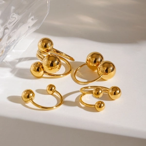 Ensemble de bagues sphériques en or 18 carats poli avec finition miroir éclatante