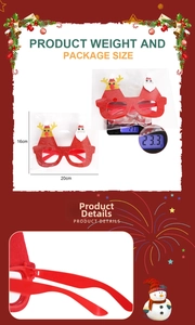 Detailed specs showing 23.3g weight and 20x16cm size for Christmas glasses