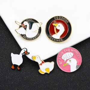 Funny swan and goose enamel pins with cartoon meme slogans for clothing decoration