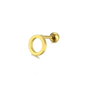 Minimalist gold-plated stainless steel stud earring with screw-back ball and glossy finish