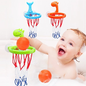 Toddler bath basketball hoop set with shark and dinosaur net toys and mini balls