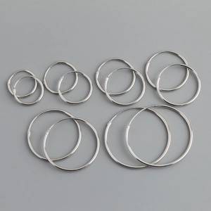 Set of six pairs polished S925 sterling silver hoop earrings in various sizes for women