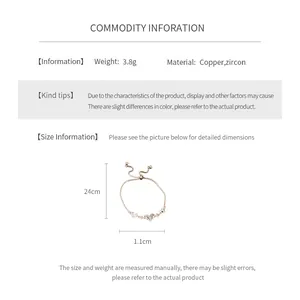 Detailed size specifications for 18K gold plated heart bracelet with zircon dimensions