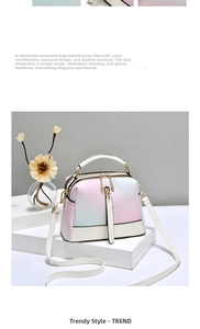 Detail of gradient crossbody bag featuring gold-tone hardware and adjustable strap
