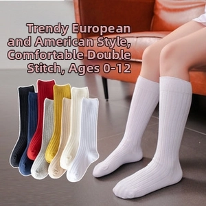 Detailed knit texture of ribbed knee-high baby socks available in 13 various colors