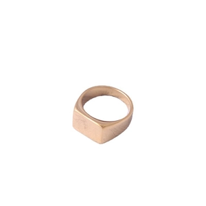Minimalist square signet ring in golden stainless steel with flat top surface design